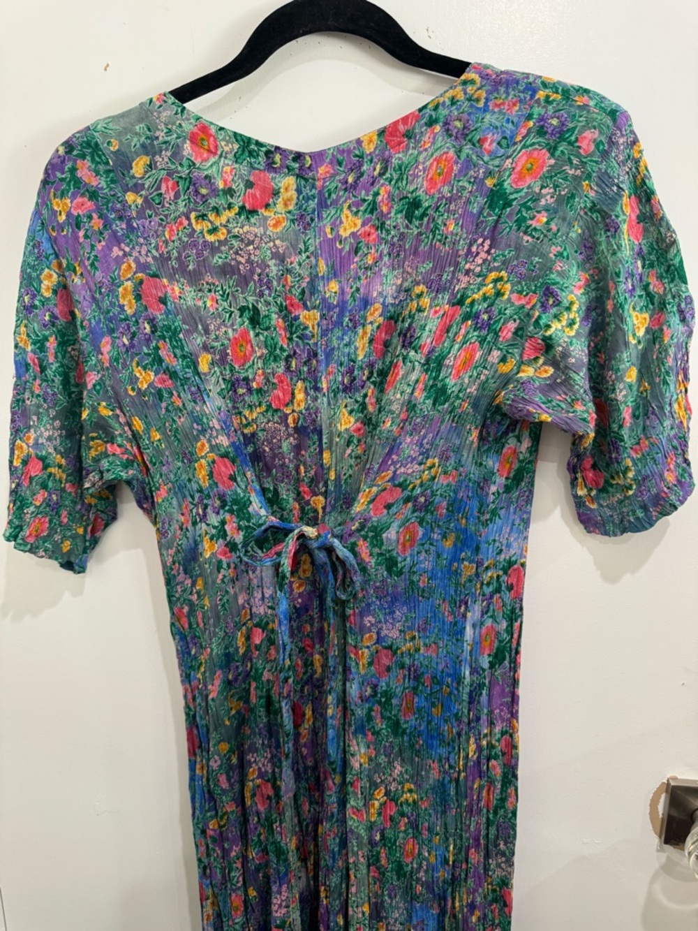 Floral V-Neck Maxi Dress in Purple & Green - Picture 3 of 4
